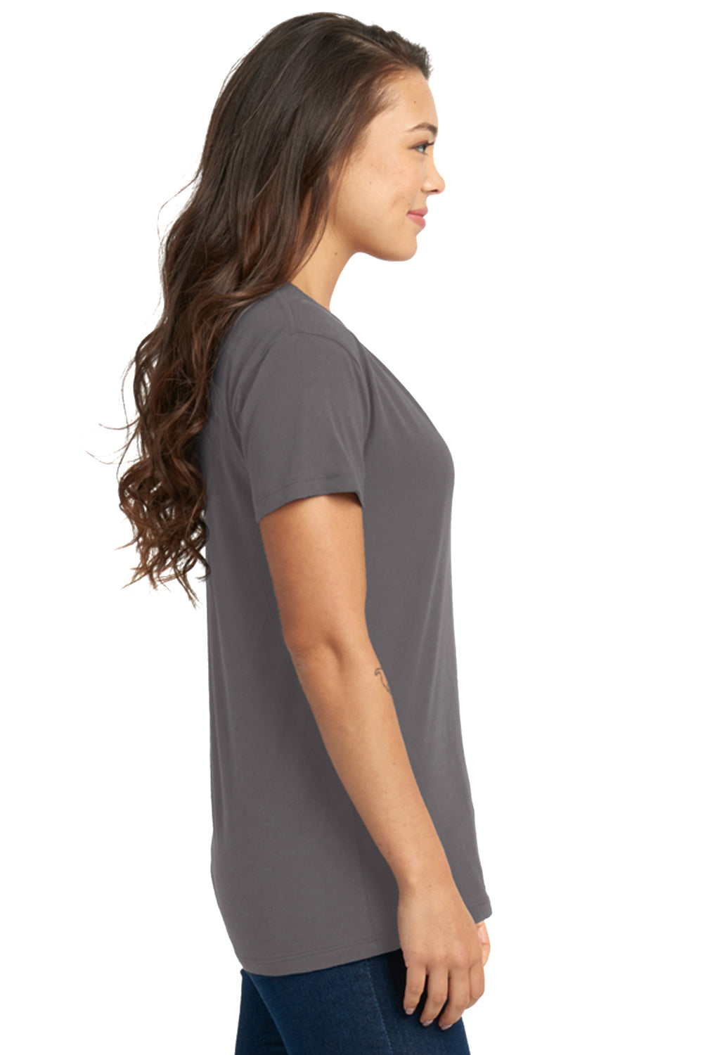Next Level 3940 Womens Relaxed Short Sleeve V-Neck T-Shirt Heavy Metal Grey Side