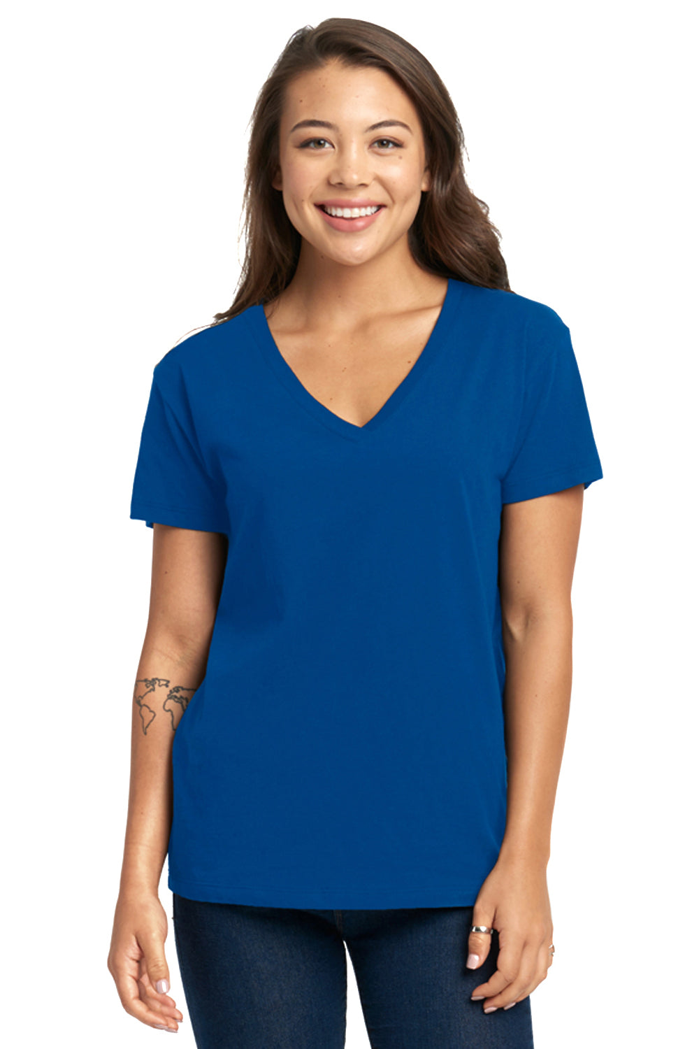 Next Level 3940 Womens Relaxed Short Sleeve V-Neck T-Shirt Royal Blue Front