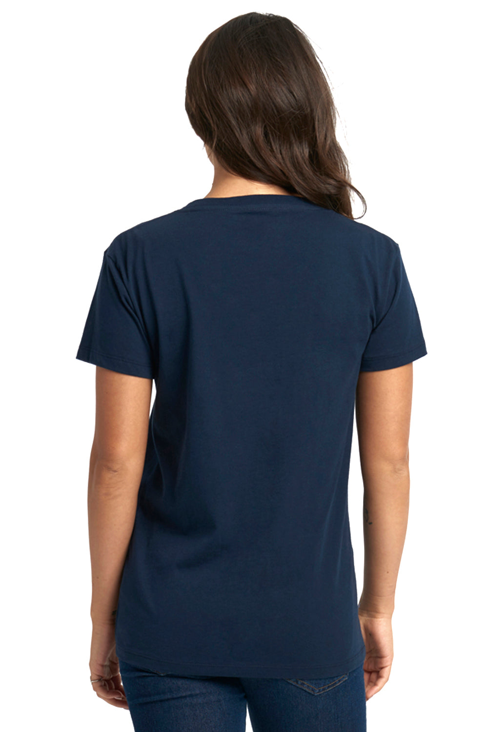 Next Level 3940 Womens Relaxed Short Sleeve V-Neck T-Shirt Navy Blue Back