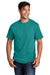 Port & Company PC54/PC54T Mens Core Short Sleeve Crewneck T-Shirt Bright Aqua Blue Front