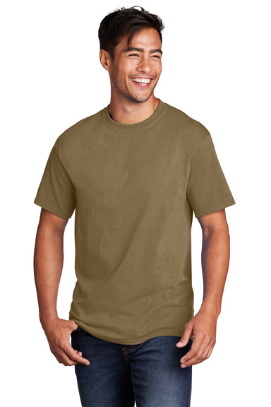 Port & Company PC54/PC54T Mens Core Short Sleeve Crewneck T-Shirt Coyote Brown Front