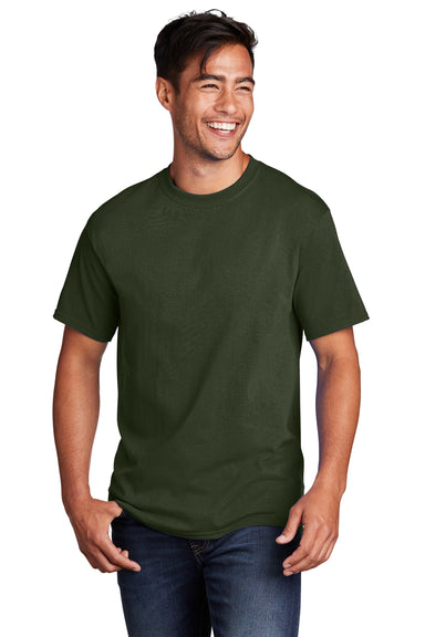 Port & Company PC54/PC54T Mens Core Short Sleeve Crewneck T-Shirt Olive Drab Green Front