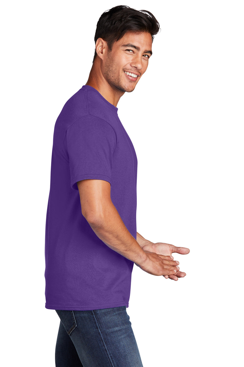 Port & Company PC54/PC54T Mens Core Short Sleeve Crewneck T-Shirt Team Purple Side