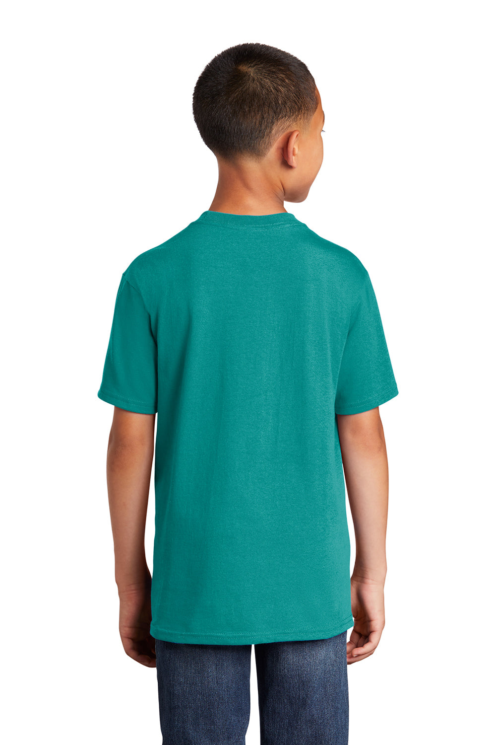 Port & Company PC54Y Youth Core Short Sleeve Crewneck T-Shirt Bright Aqua Blue Back