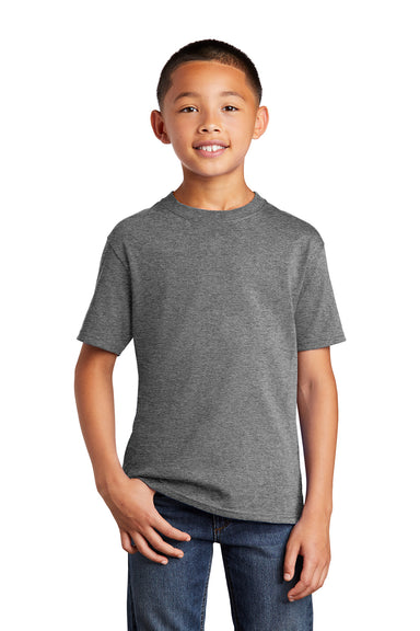 Port & Company PC54Y Youth Core Short Sleeve Crewneck T-Shirt Heather Graphite Grey Front