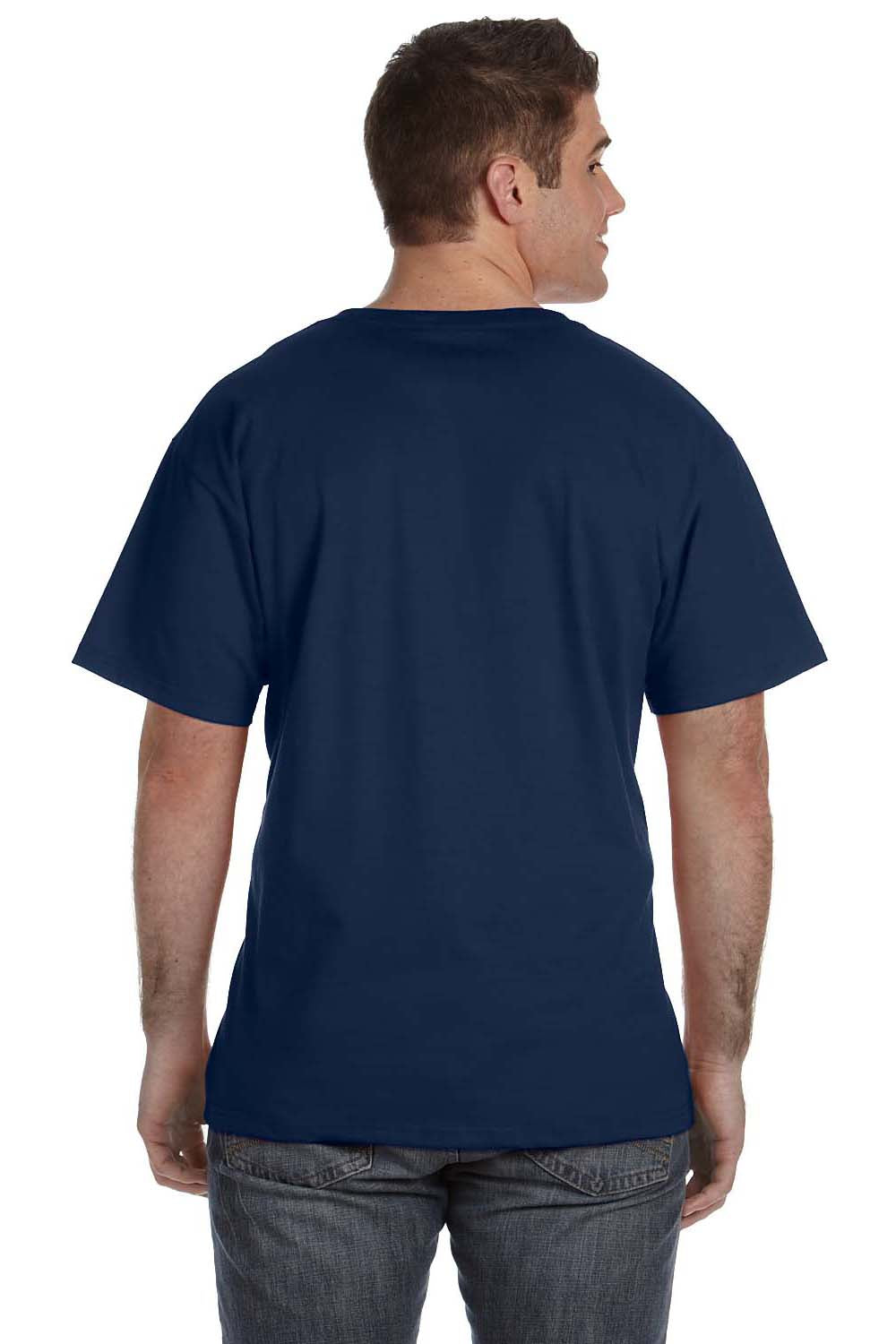 Fruit Of The Loom 39VR Mens HD Jersey Short Sleeve V-Neck T-Shirt Navy Blue Back