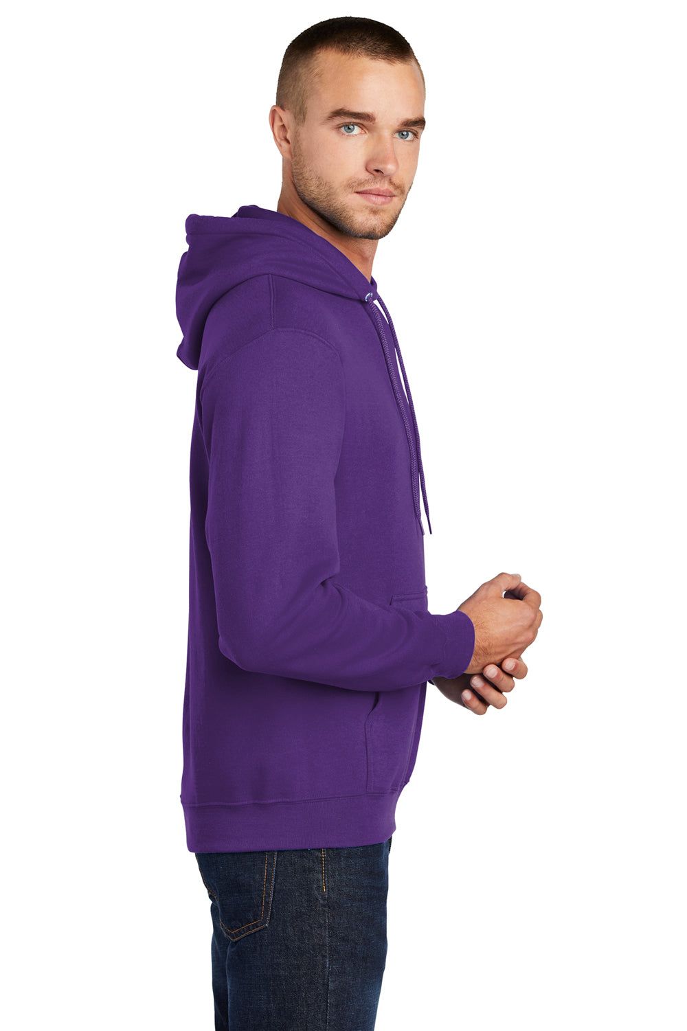 Port & Company PC78H/PC78HT Mens Core Fleece Hooded Sweatshirt Hoodie Team Purple Side