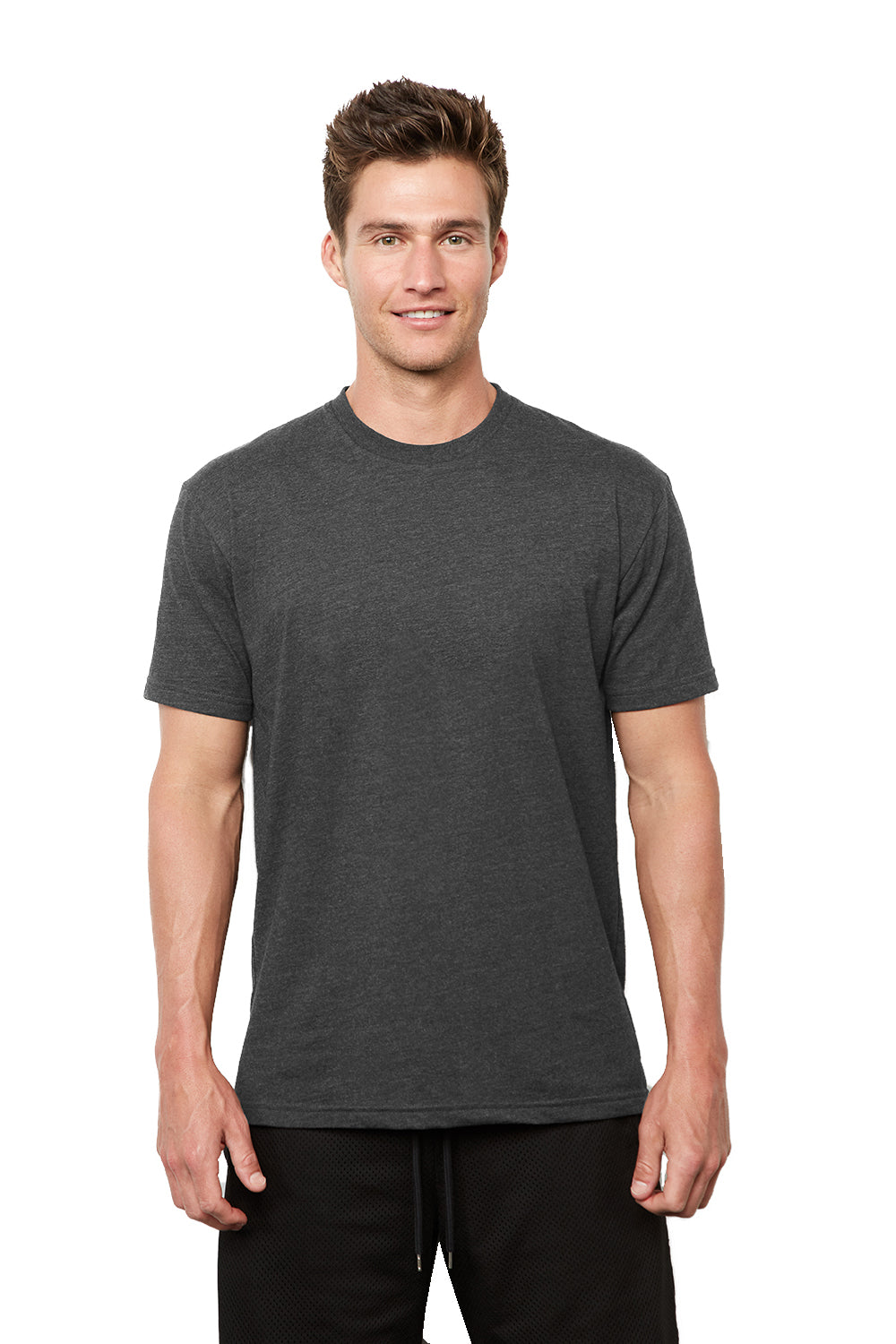 Next Level 4210 Mens Eco Performance Short Sleeve Crewneck T-Shirt Heather Dark Grey Front