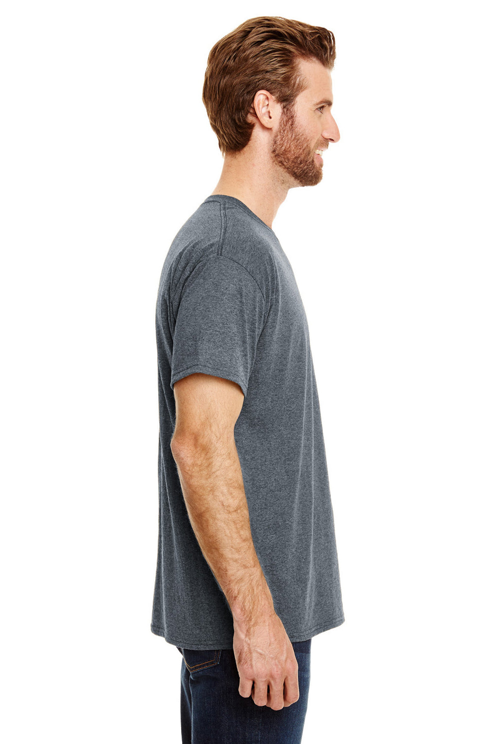 Hanes 42TB Mens X-Temp FreshIQ Moisture Wicking Short Sleeve Crewneck T-Shirt Slate Grey Side