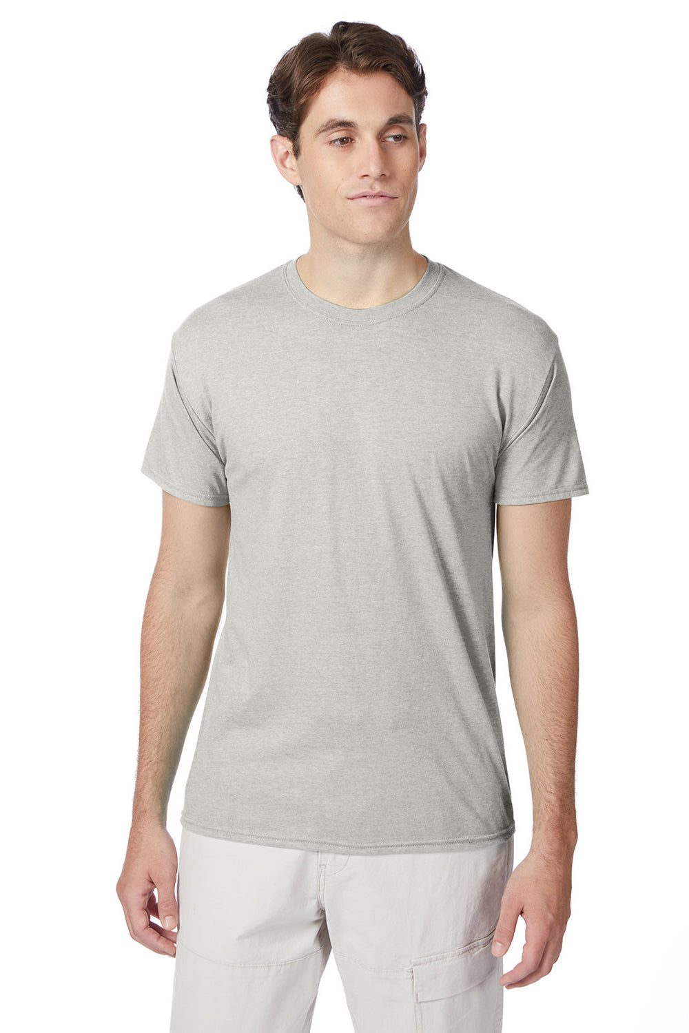 Hanes 42TB Mens X-Temp FreshIQ Moisture Wicking Short Sleeve Crewneck T-Shirt Heather Sand Front