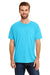 Hanes 42TB Mens X-Temp FreshIQ Moisture Wicking Short Sleeve Crewneck T-Shirt Turquoise Blue Front