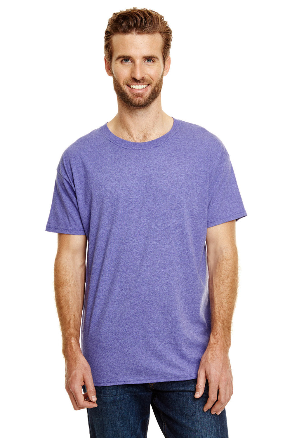 Hanes 42TB Mens X-Temp FreshIQ Moisture Wicking Short Sleeve Crewneck T-Shirt Grape Purple Front
