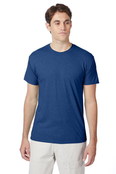 Hanes 42TB Mens X-Temp FreshIQ Moisture Wicking Short Sleeve Crewneck T-Shirt Heather Regal Navy Blue Front