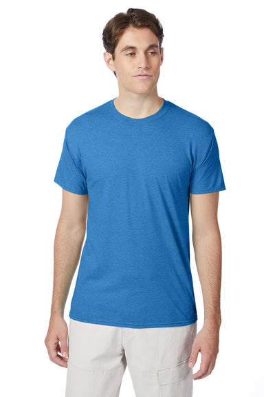 Hanes 42TB Mens X-Temp FreshIQ Moisture Wicking Short Sleeve Crewneck T-Shirt Heather Bonnet Blue Front