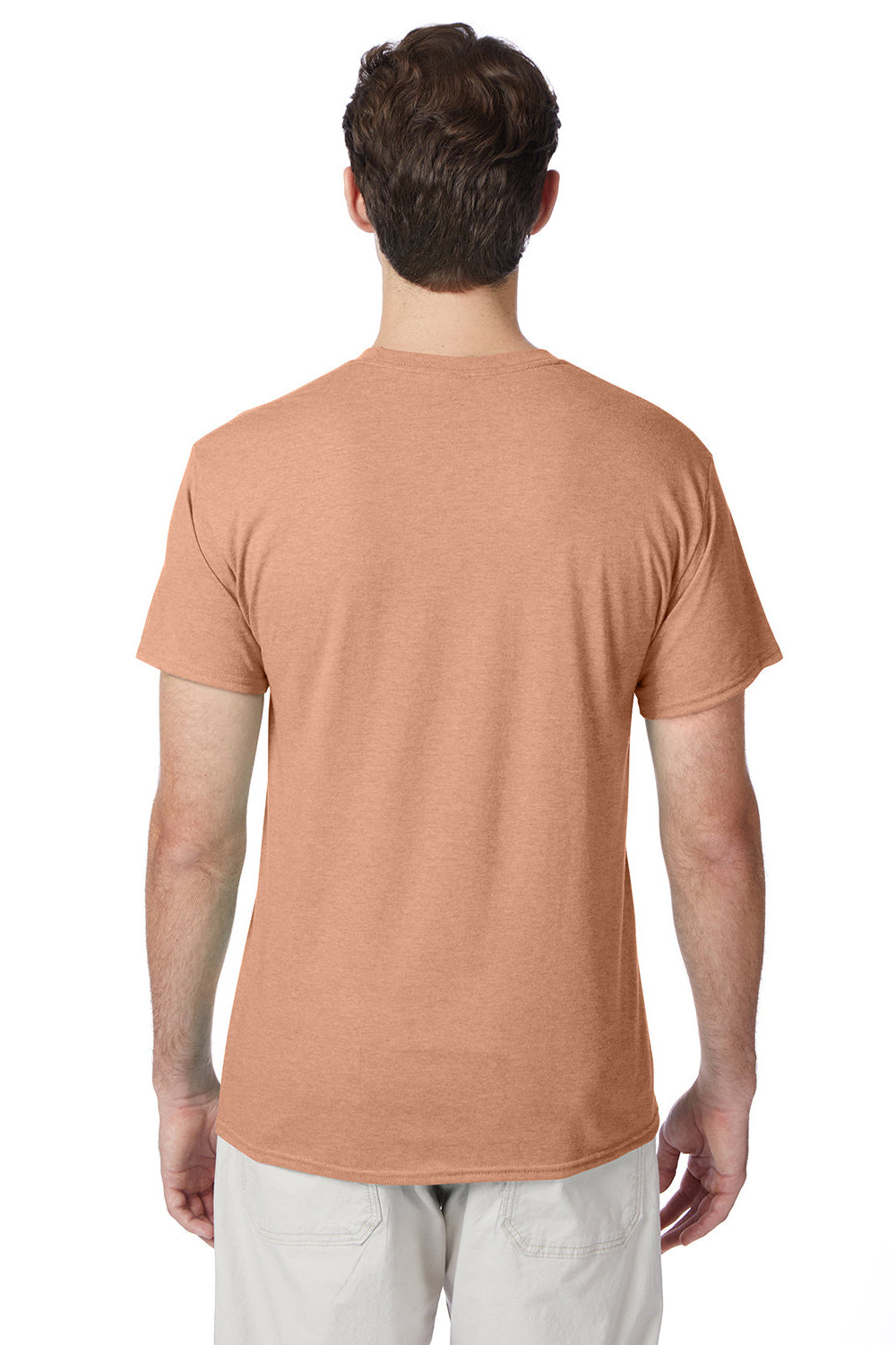 Hanes 42TB Mens X-Temp FreshIQ Moisture Wicking Short Sleeve Crewneck T-Shirt Heather Cantaloupe Orange Back