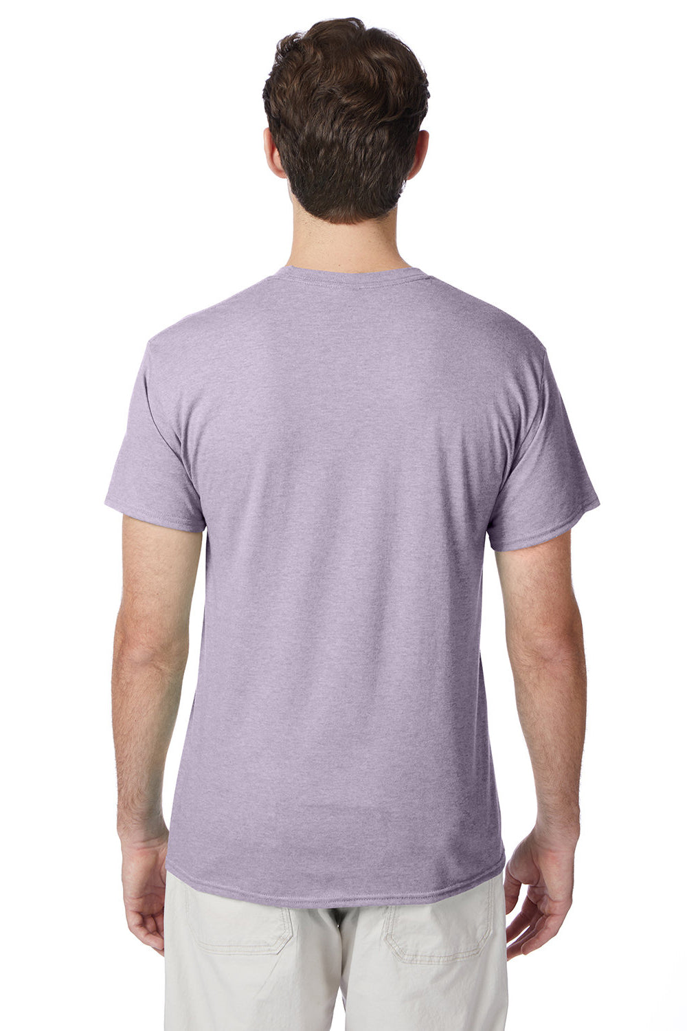 Hanes 42TB Mens X-Temp FreshIQ Moisture Wicking Short Sleeve Crewneck T-Shirt Heather Pale Violet Purple Back