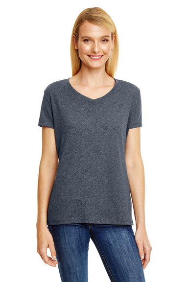 Hanes 42VT Womens X-Temp FreshIQ Moisture Wicking Short Sleeve V-Neck T-Shirt Slate Grey Front