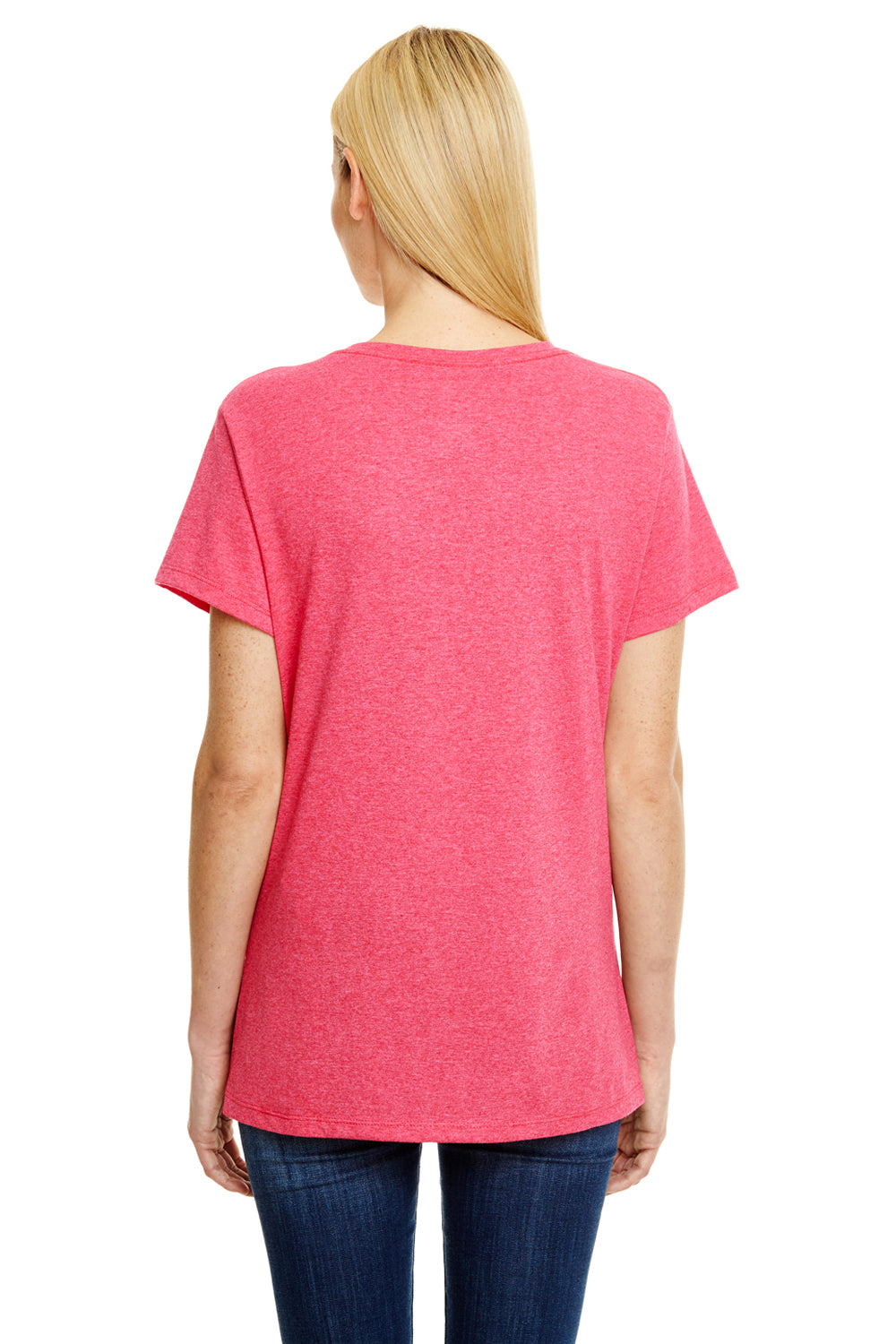 Hanes 42VT Womens X-Temp FreshIQ Moisture Wicking Short Sleeve V-Neck T-Shirt Red Back