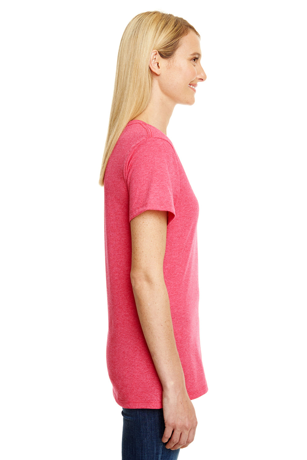 Hanes 42VT Womens X-Temp FreshIQ Moisture Wicking Short Sleeve V-Neck T-Shirt Red Side