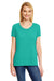 Hanes 42VT Womens X-Temp FreshIQ Moisture Wicking Short Sleeve V-Neck T-Shirt Breezy Green Front