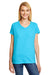 Hanes 42VT Womens X-Temp FreshIQ Moisture Wicking Short Sleeve V-Neck T-Shirt Turquoise Blue Front