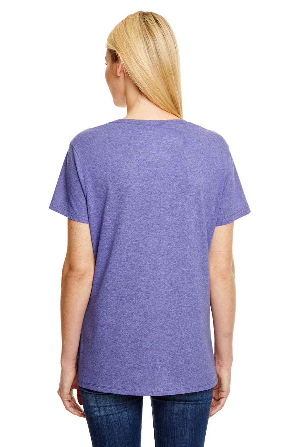 Hanes 42VT Womens X-Temp FreshIQ Moisture Wicking Short Sleeve V-Neck T-Shirt Grape Purple Back