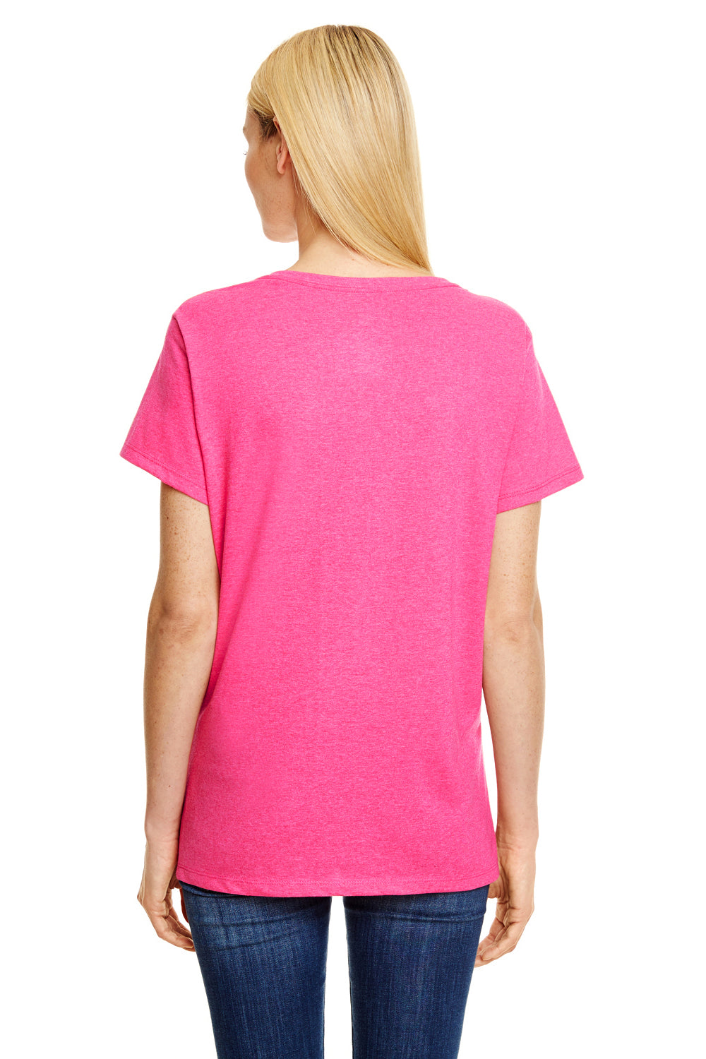 Hanes 42VT Womens X-Temp FreshIQ Moisture Wicking Short Sleeve V-Neck T-Shirt Pink Back