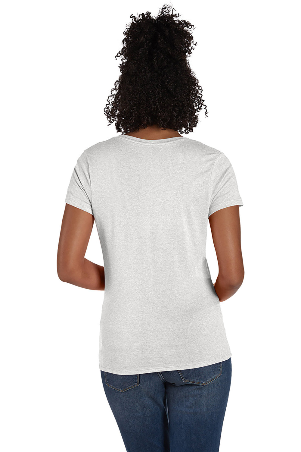 Hanes 42VT Womens X-Temp FreshIQ Moisture Wicking Short Sleeve V-Neck T-Shirt Eco White Back