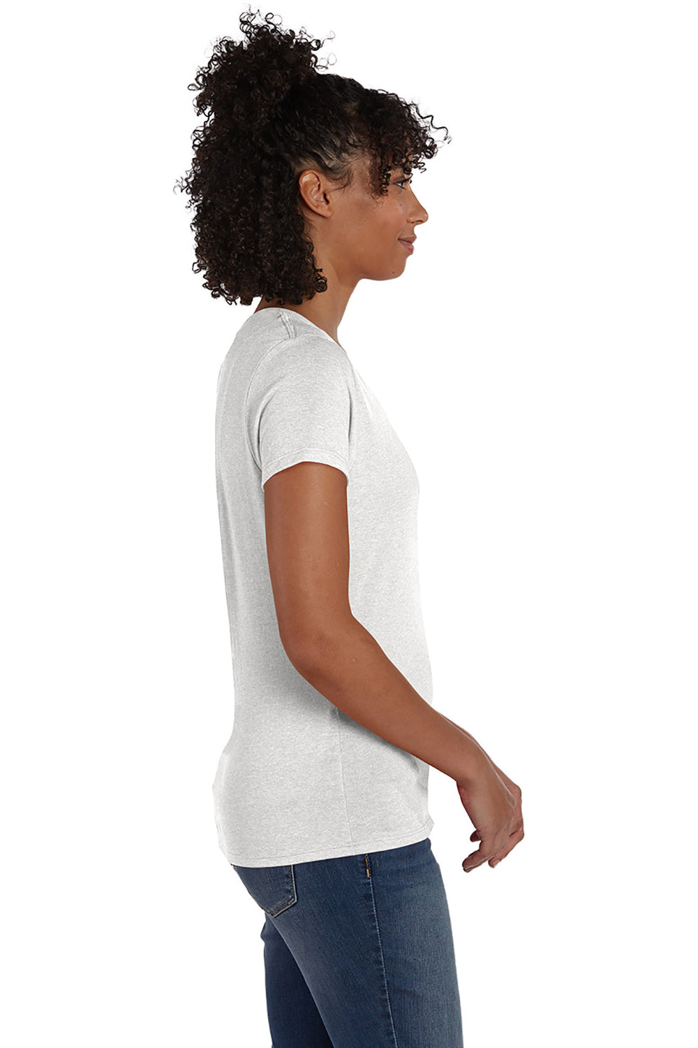 Hanes 42VT Womens X-Temp FreshIQ Moisture Wicking Short Sleeve V-Neck T-Shirt Eco White SIde