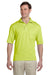 Jerzees 436P Mens SpotShield Stain Resistant Short Sleeve Polo Shirt w/ Pocket Safety Green Front