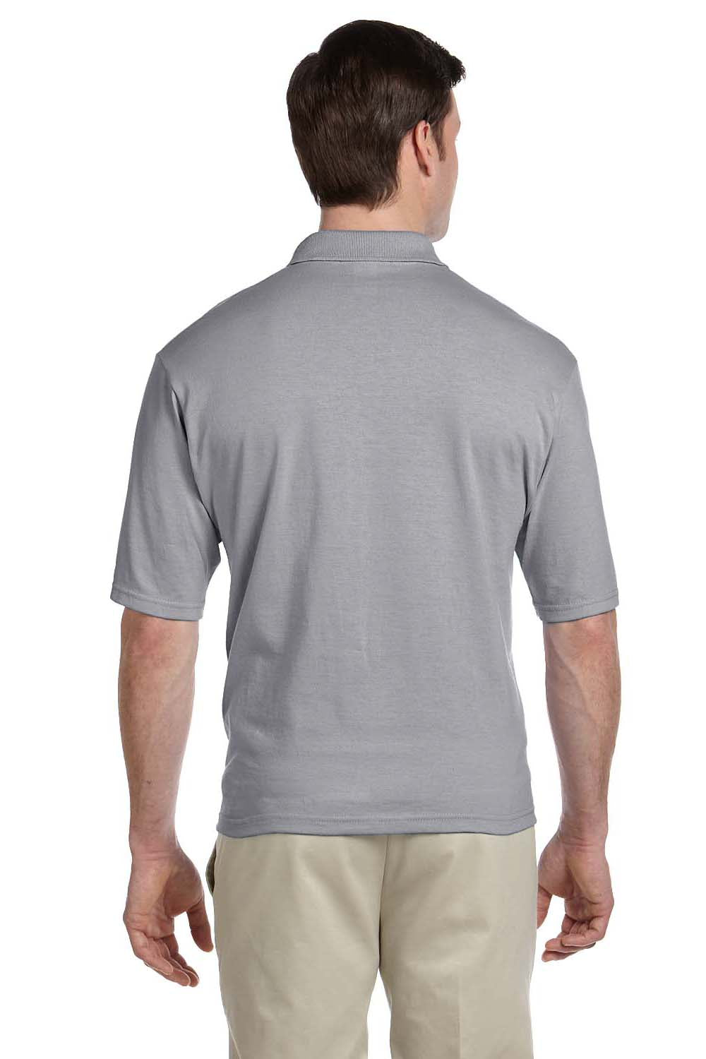 Jerzees 436P Mens SpotShield Stain Resistant Short Sleeve Polo Shirt w/ Pocket Oxford Grey Back
