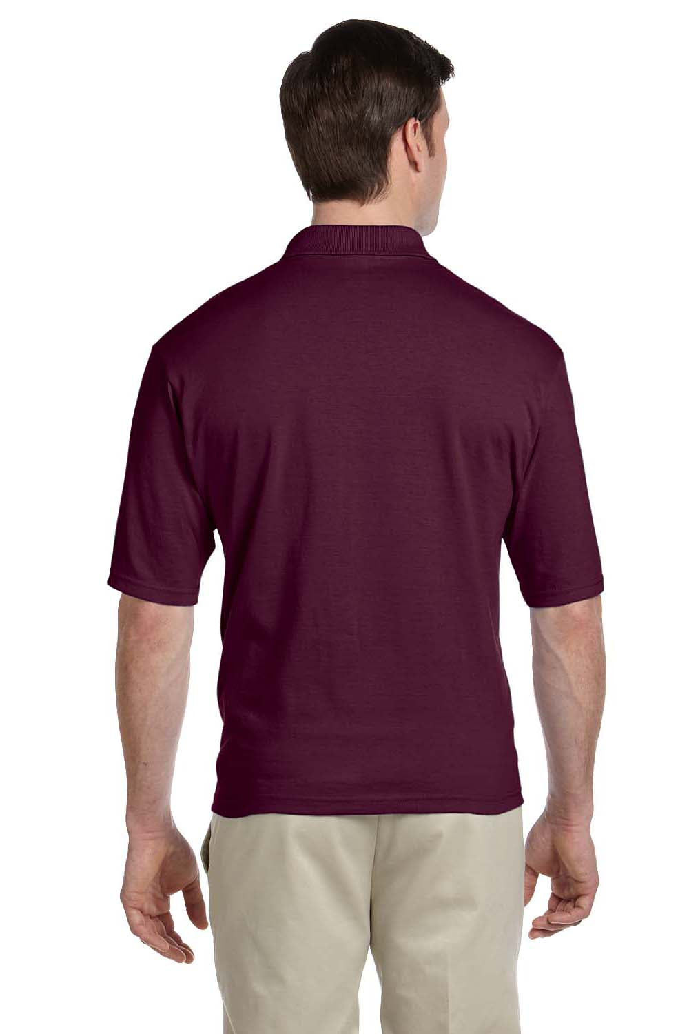 Jerzees 436P Mens SpotShield Stain Resistant Short Sleeve Polo Shirt w/ Pocket Maroon Back