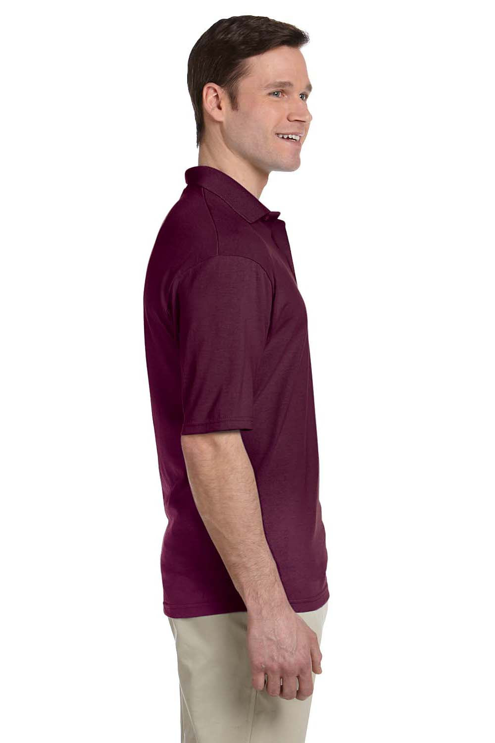 Jerzees 436P Mens SpotShield Stain Resistant Short Sleeve Polo Shirt w/ Pocket Maroon Side