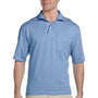 Jerzees Mens SpotShield Stain Resistant Short Sleeve Polo Shirt w/ Pocket - Light Blue