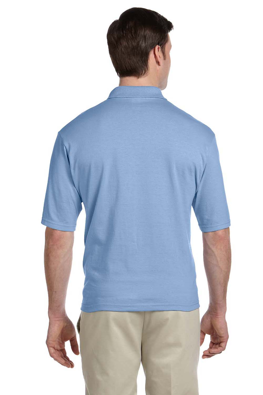 Jerzees 436P Mens SpotShield Stain Resistant Short Sleeve Polo Shirt w/ Pocket Light Blue Back