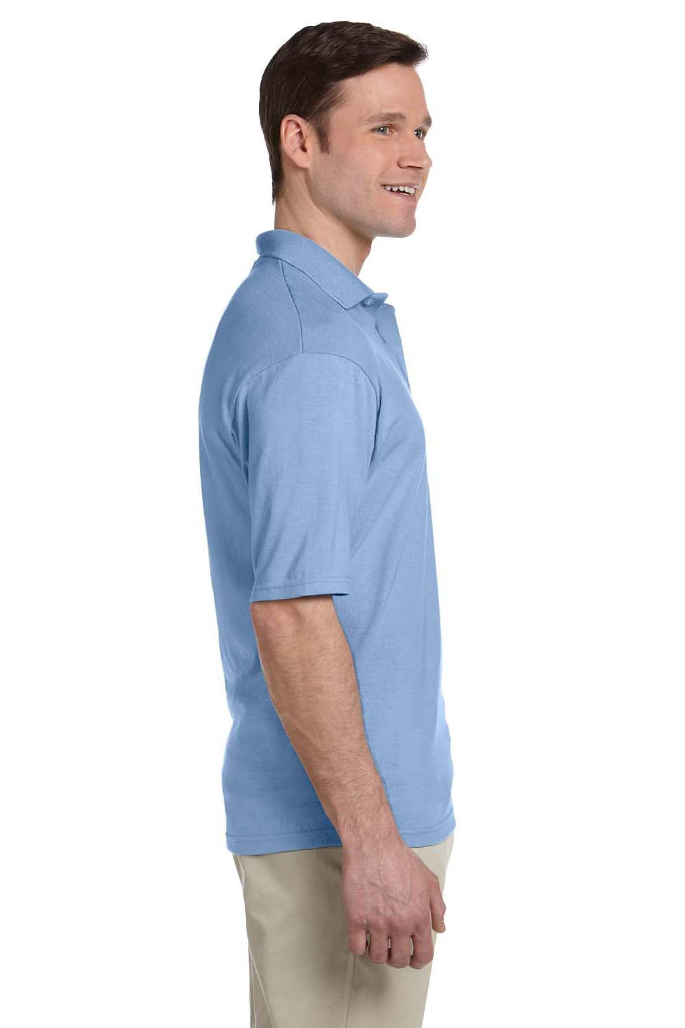 Jerzees 436P Mens SpotShield Stain Resistant Short Sleeve Polo Shirt w/ Pocket Light Blue Side