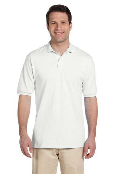 Jerzees 437 Mens SpotShield Stain Resistant Short Sleeve Polo Shirt White Front