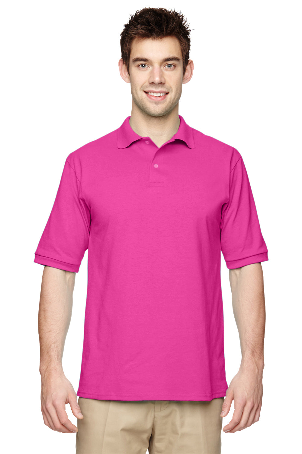 Jerzees 437 Mens SpotShield Stain Resistant Short Sleeve Polo Shirt Cyber Pink Front