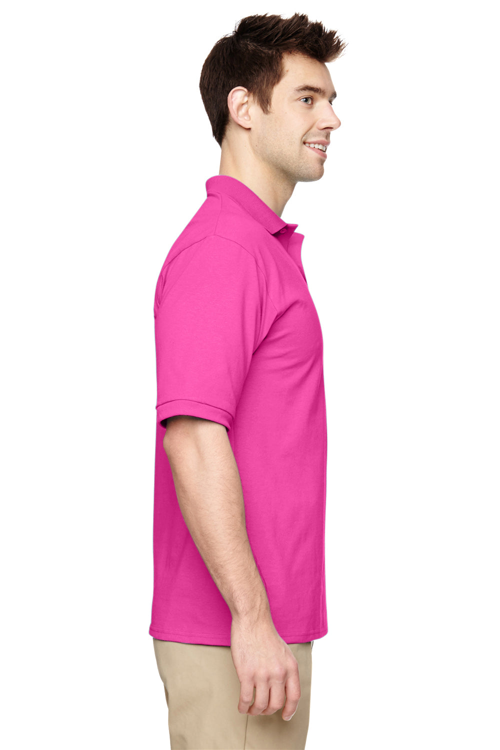 Jerzees 437 Mens SpotShield Stain Resistant Short Sleeve Polo Shirt Cyber Pink Side