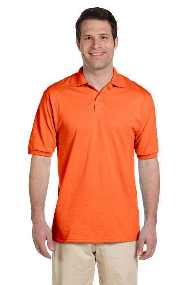 Jerzees 437 Mens SpotShield Stain Resistant Short Sleeve Polo Shirt Safety Orange Front