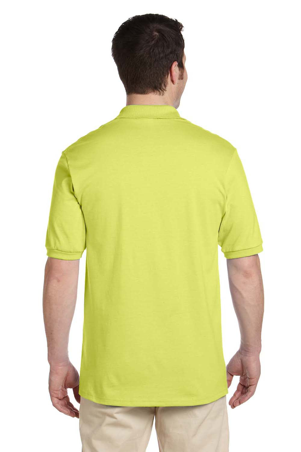 Jerzees 437 Mens SpotShield Stain Resistant Short Sleeve Polo Shirt Safety Green Back