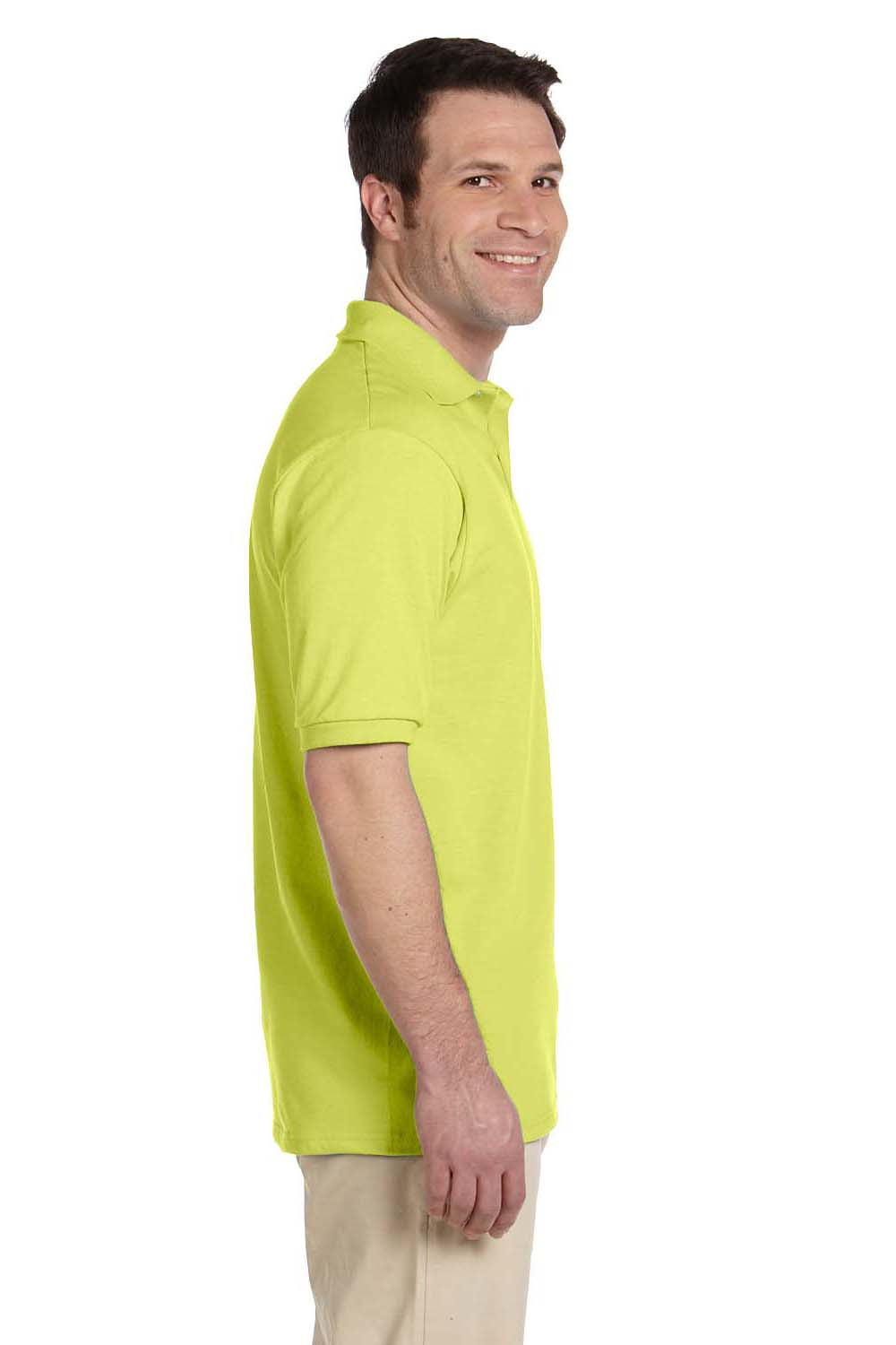 Jerzees 437 Mens SpotShield Stain Resistant Short Sleeve Polo Shirt Safety Green Side