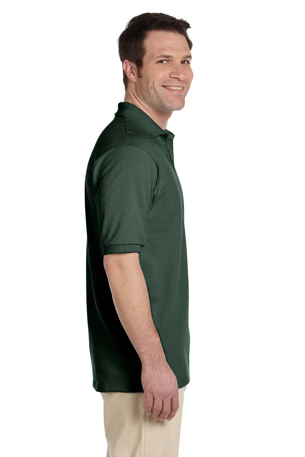 Jerzees 437 Mens SpotShield Stain Resistant Short Sleeve Polo Shirt Forest Green Side