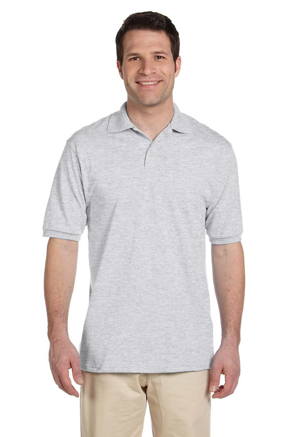 Jerzees 437 Mens SpotShield Stain Resistant Short Sleeve Polo Shirt Ash Grey Front
