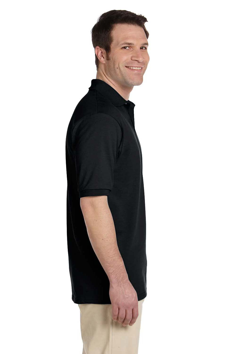 Jerzees 437 Mens SpotShield Stain Resistant Short Sleeve Polo Shirt Black Side