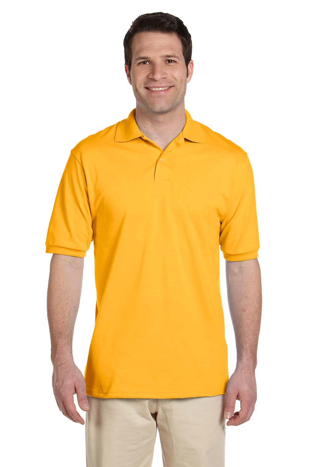 Jerzees 437 Mens SpotShield Stain Resistant Short Sleeve Polo Shirt Gold Front