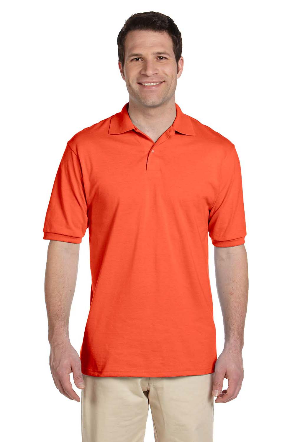 Jerzees 437 Mens SpotShield Stain Resistant Short Sleeve Polo Shirt Burnt Orange Front
