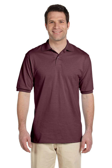Jerzees 437 Mens SpotShield Stain Resistant Short Sleeve Polo Shirt Maroon Front
