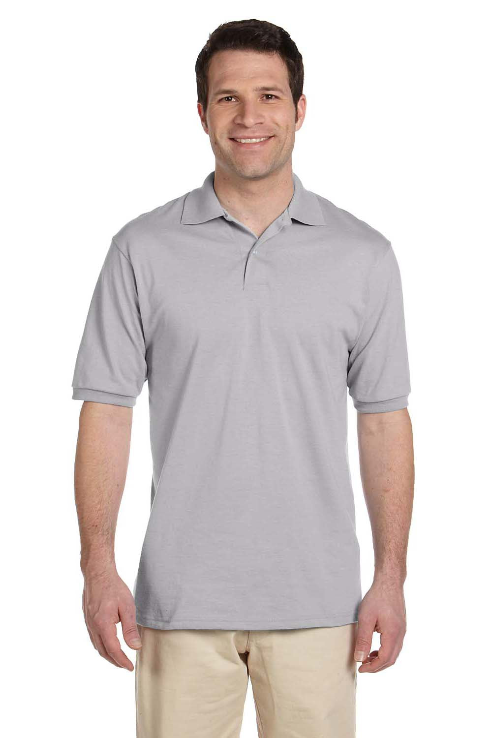 Jerzees 437 Mens SpotShield Stain Resistant Short Sleeve Polo Shirt Silver Grey Front