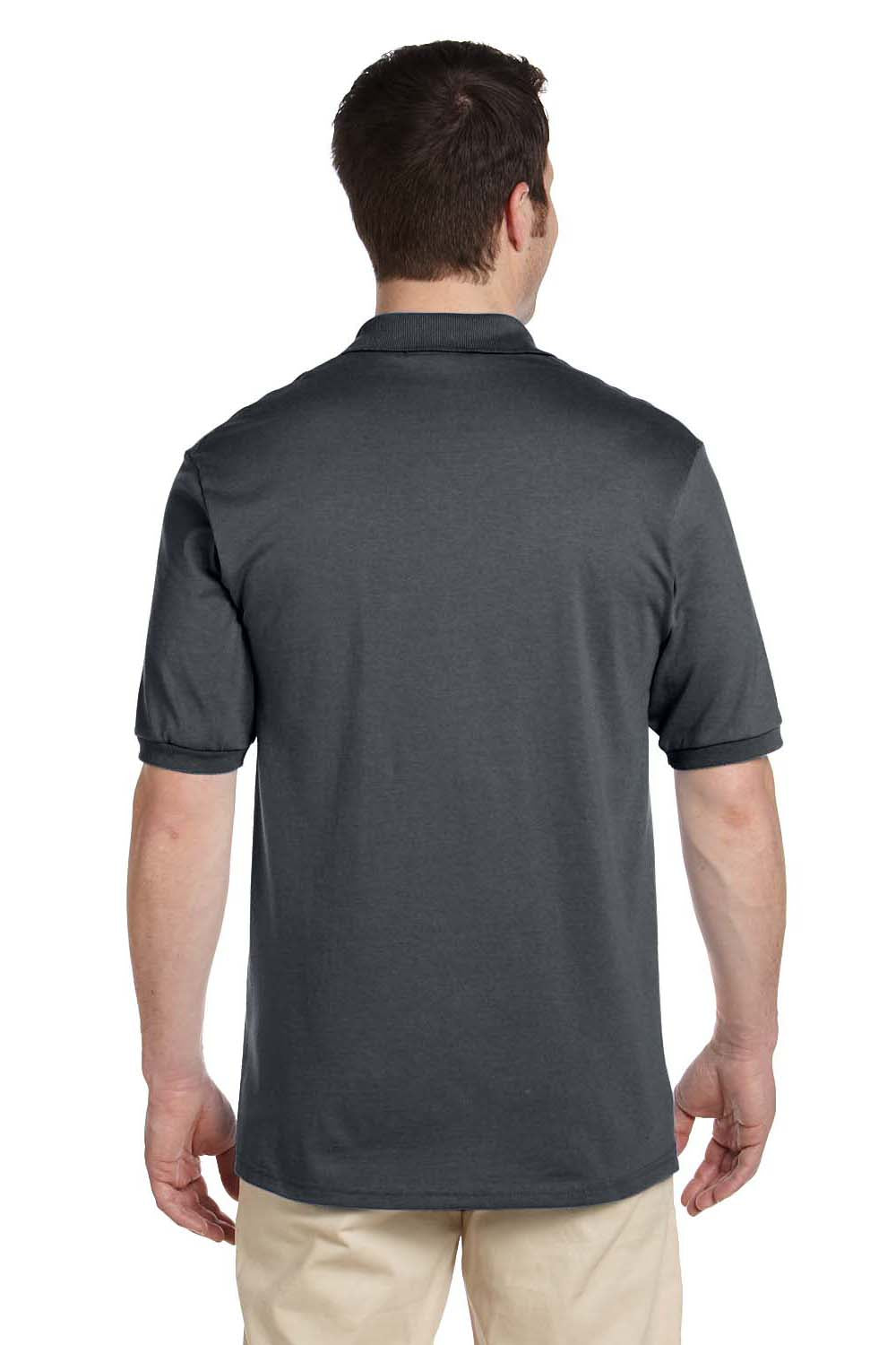 Jerzees 437 Mens SpotShield Stain Resistant Short Sleeve Polo Shirt Charcoal Grey Back